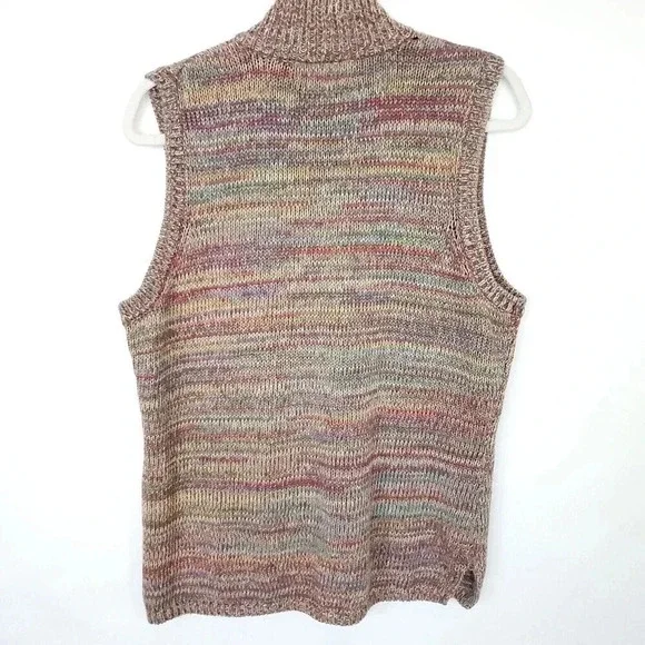 J.G.HOOK Women Knit Vintage Sweater Vest Medium Multicolor Pastel Hidden Buttons - Picture 7 of 11